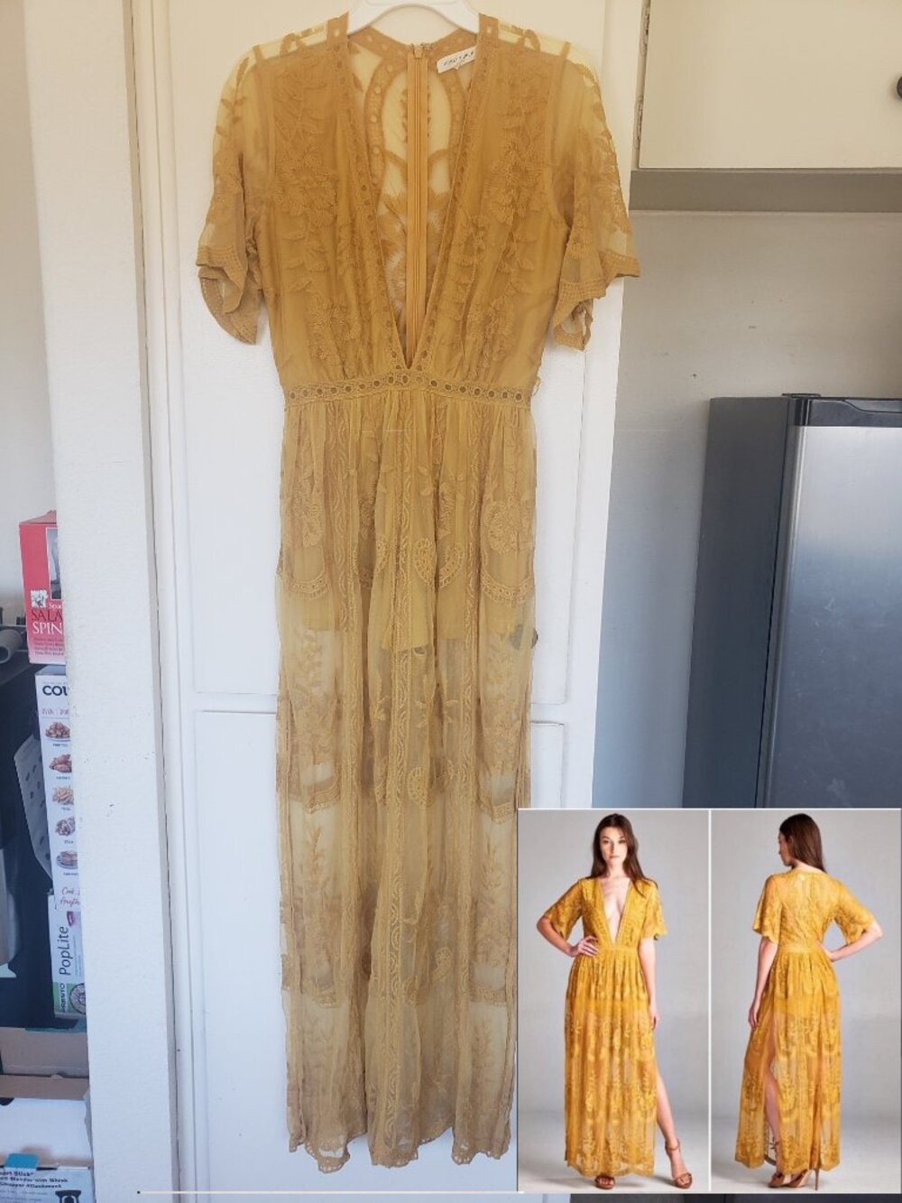 Yellow Honey Punch Romper pantsuit Size M